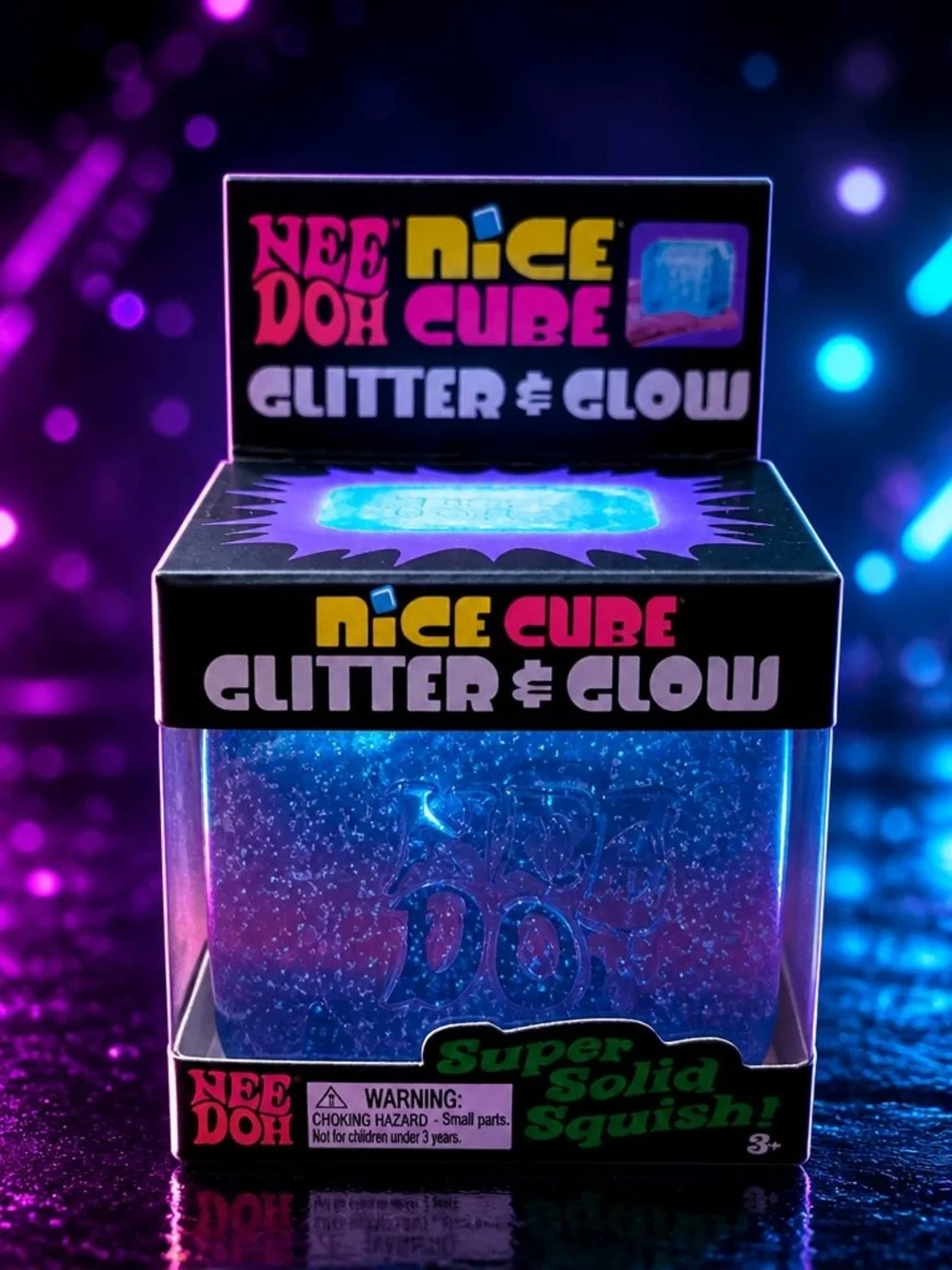 NeeDoh Nice Cube Glitter & Glow - Blue